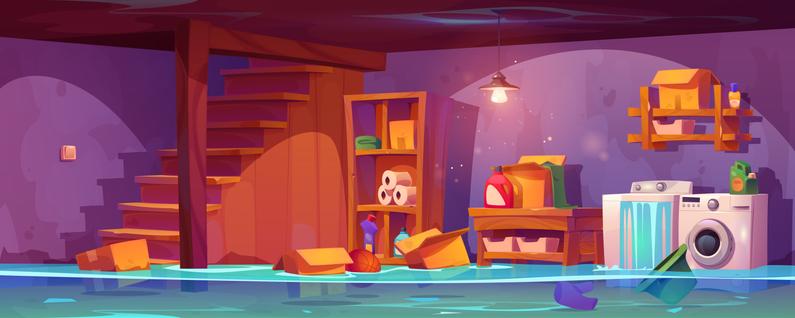 A flooded basement