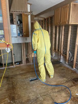 Commercial building being remediated for water damage and mold